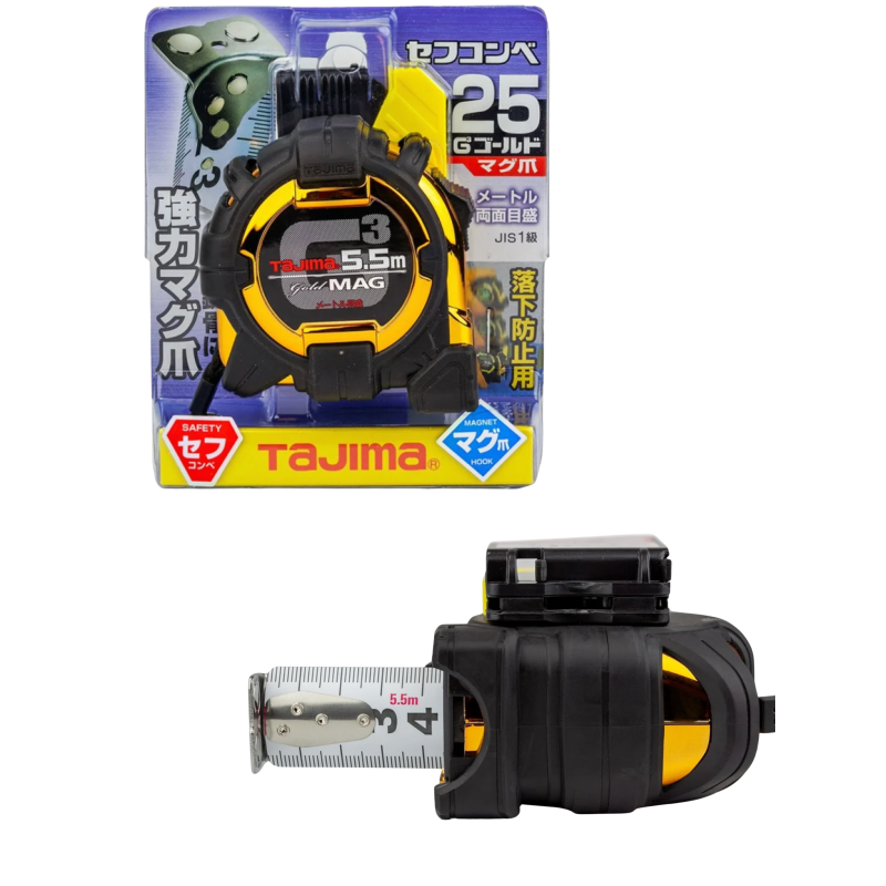 Рулетка будівельна 5,5м х 25мм TAJIMA G3 LOCK ударостійка магнітна з тримачем на ремінь Рулетка будівельна 5,5м х 25мм TAJIMA G3 LOCK ударостійка магнітна з тримачем на ремінь