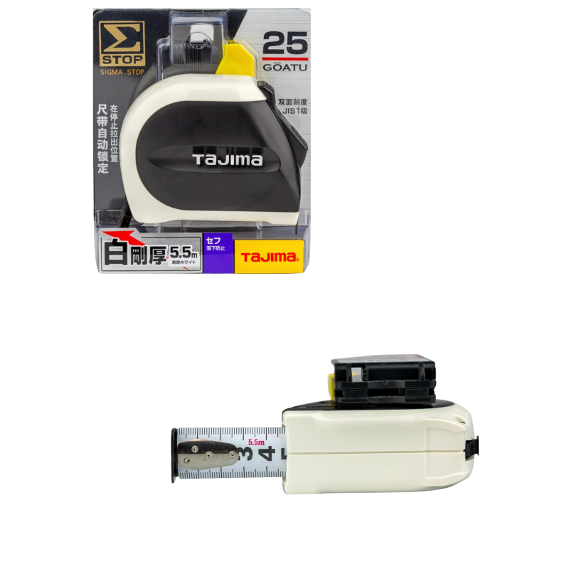 Рулетка будівельна 5,5м х 25мм TAJIMA (Японія) SIGMA автостоп посилена стрічка з тримачем на пояс Рулетка будівельна 5,5м х 25мм TAJIMA (Японія) SIGMA автостоп посилена стрічка з тримачем на пояс