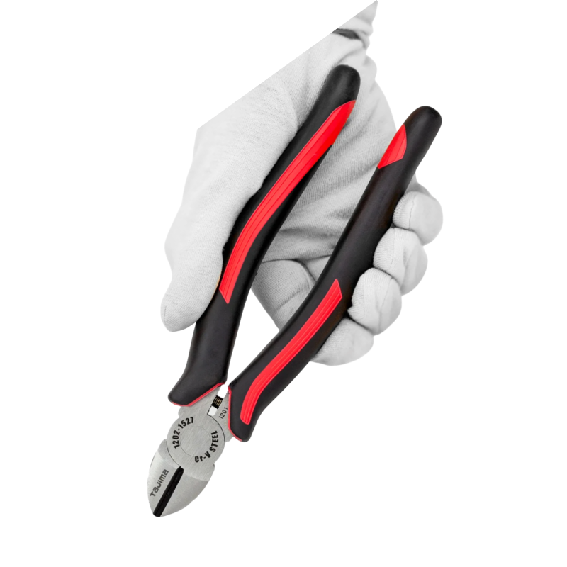 Діагональні кусачки бокорізи 180 мм TAJIMA Premium (Японія) CrV, вигнуті губки, універсальні