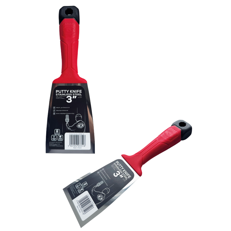 Однокомпонентний шпатель OLEJNIK 80мм із загартованої нержавіючої сталі із ергономічною формою (124080-1K)