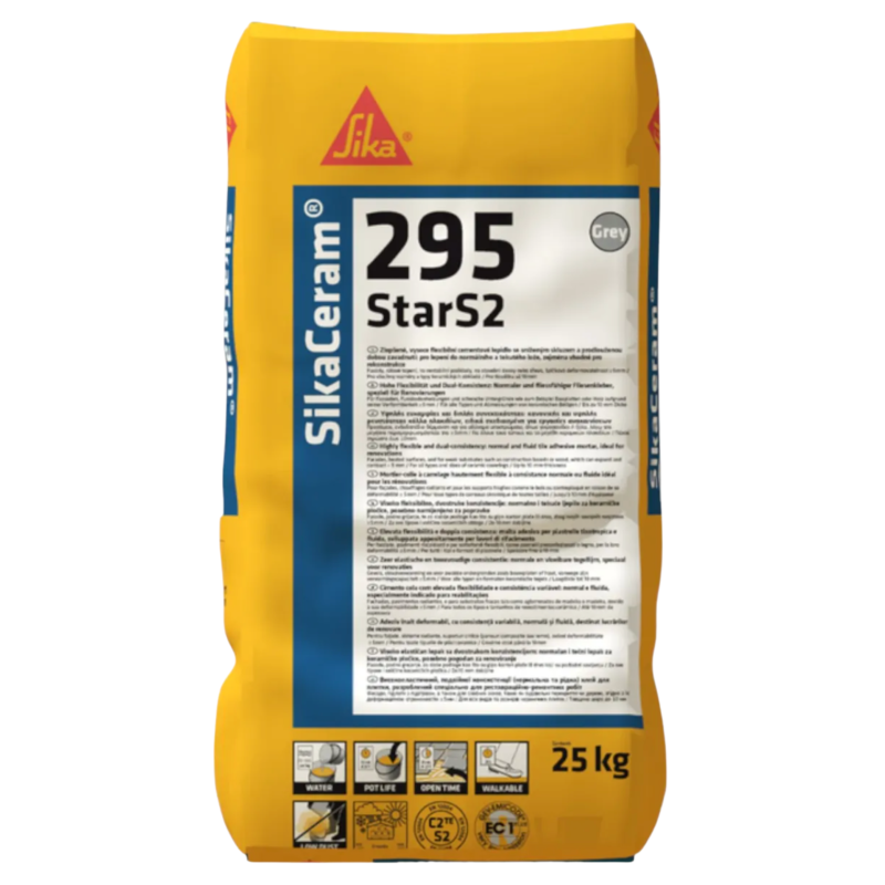 Клей плитковий супереластичний без обмеження формату Sika Ceram 295 StarS2, 25 кг
