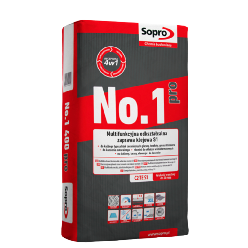 Клей для плитки Sopro №1 400 Pro 22,5 кг (7710223)