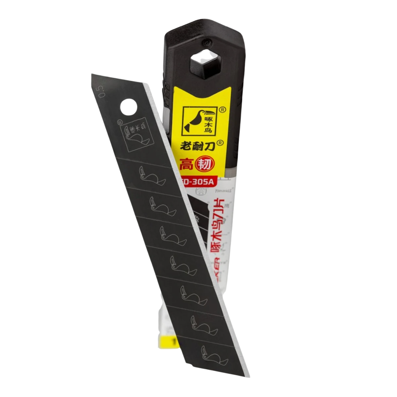 Леза для канцелярського ножа 18мм Woodpecker чорні 10шт FD-305A