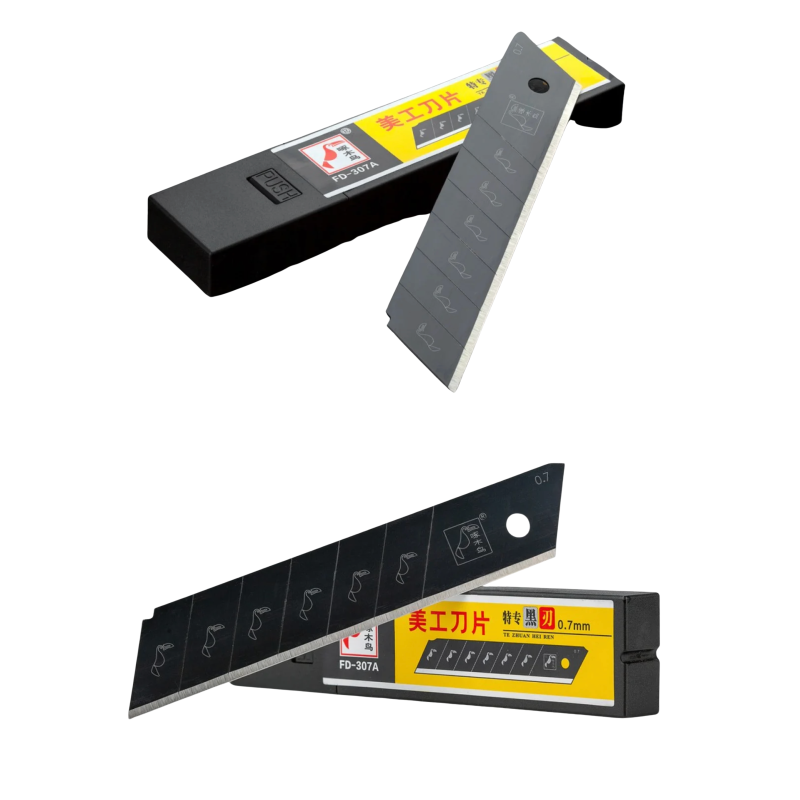 Леза для ножа 25мм чорні профі ультра гострі Woodpecker 10шт FD-307A Леза для ножа 25мм чорні профі ультра гострі Woodpecker 10шт FD-307A