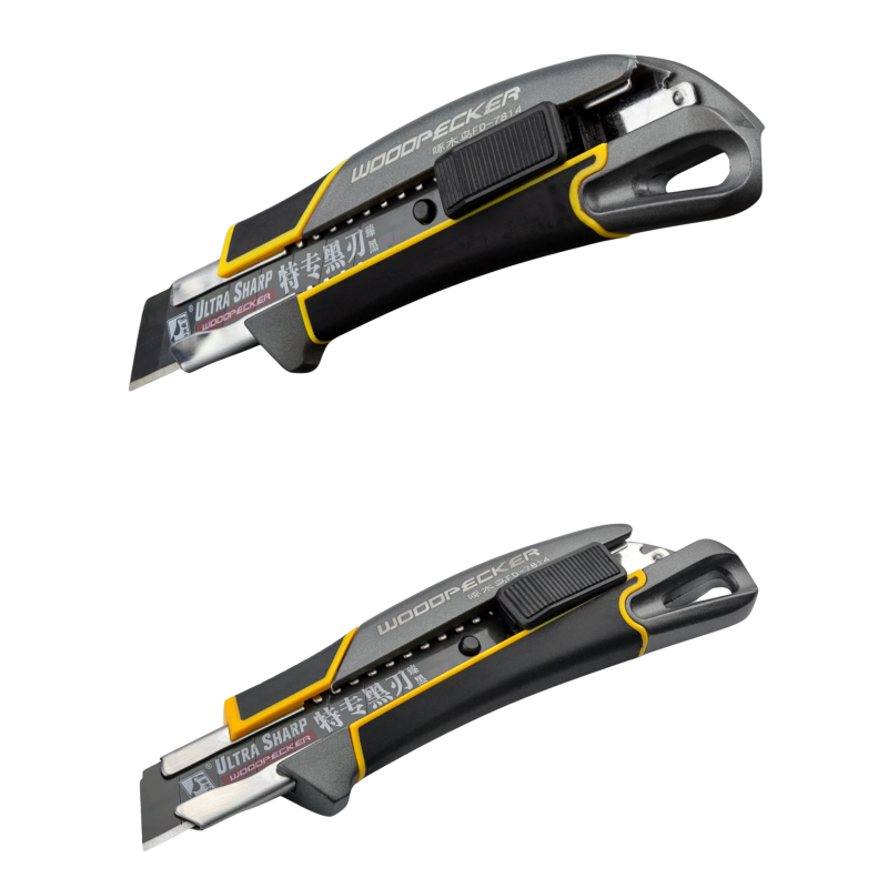 Ніж будівельний 18мм алюмінієва основа автофіксатор Woodpecker FD-7814