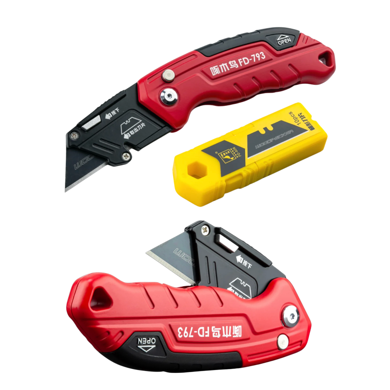 Ніж будівельний складаний трапецієподібний Woodpecker + 10 лез FD-793 Ніж будівельний складаний трапецієподібний Woodpecker + 10 лез FD-793