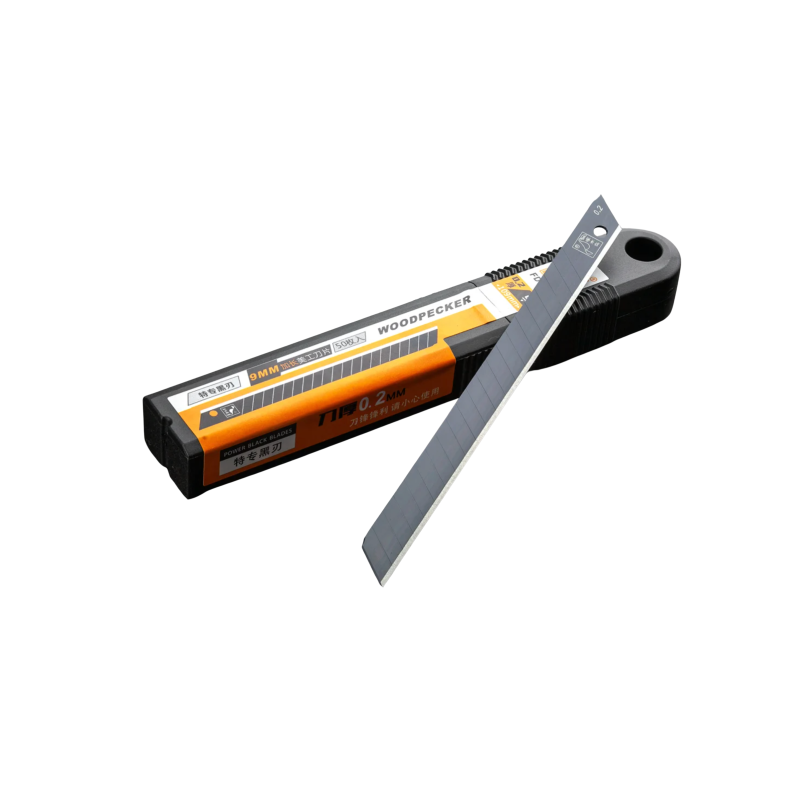 Леза для канцелярського ножа 9мм гнучкі подовжені Woodpecker чорні 10шт FD-B20 Леза для канцелярського ножа 9мм гнучкі подовжені Woodpecker чорні 10шт FD-B20