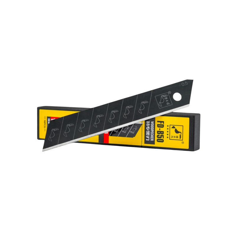 Леза для канцелярського ножа 18мм Woodpecker Premium чорні 10шт FD-B50