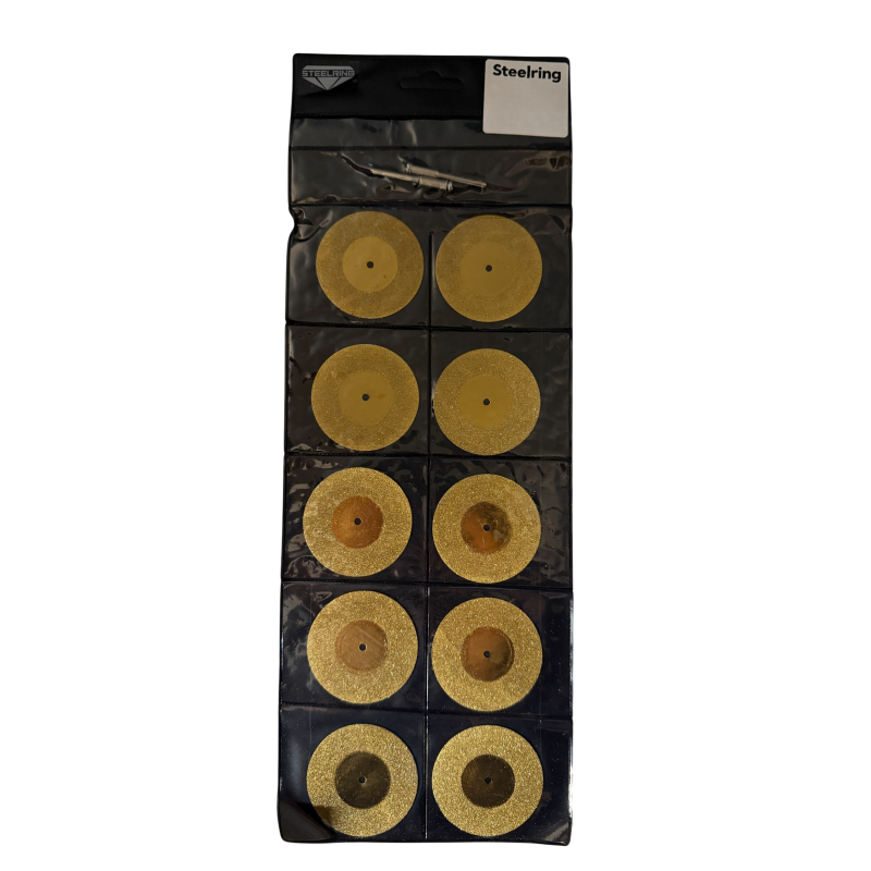 Набір алмазних дисків (золотистих) Steelring 60 мм 10 шт. для гравера + 2 утримувачі (GC60)
