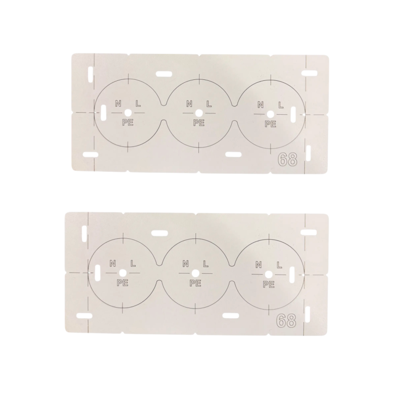 Шаблон (кондуктор, трафарет) для свердління підрозетників Ø68 мм на 3 отвори (L106)