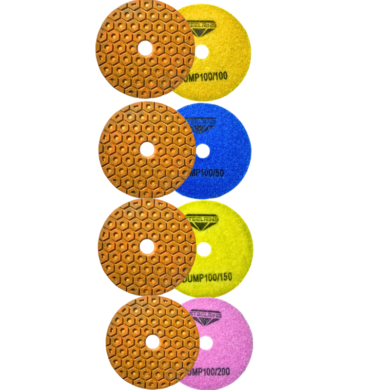 Комплект алмазних шліфувальних дисків (черепашок) Steelring, Ø100 мм №50/100/150/200 (KOMDUMP100)