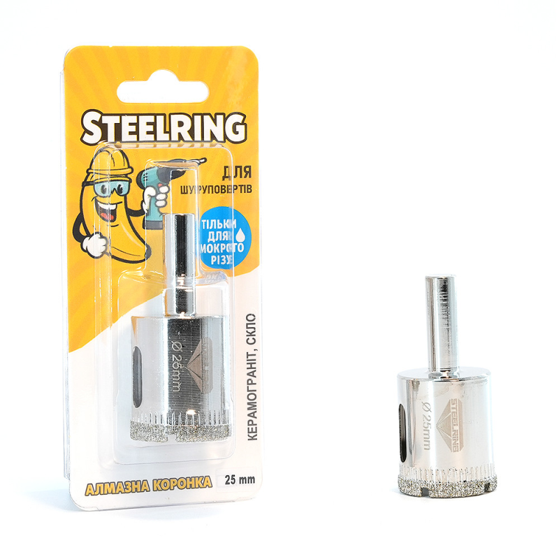 Алмазна гальванічна коронка Steelring D25 під дриль (STS25)