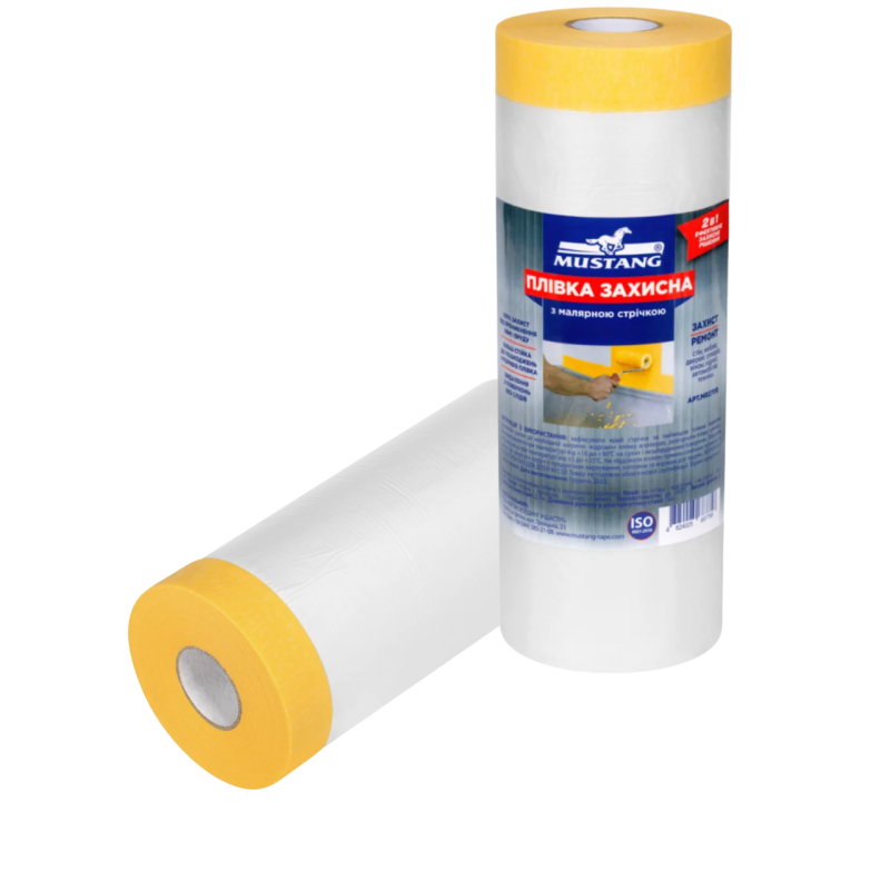 Захисна плівка Mustang MASKING ROLLER із малярною стрічкою  15м*1500мм (MR1500)