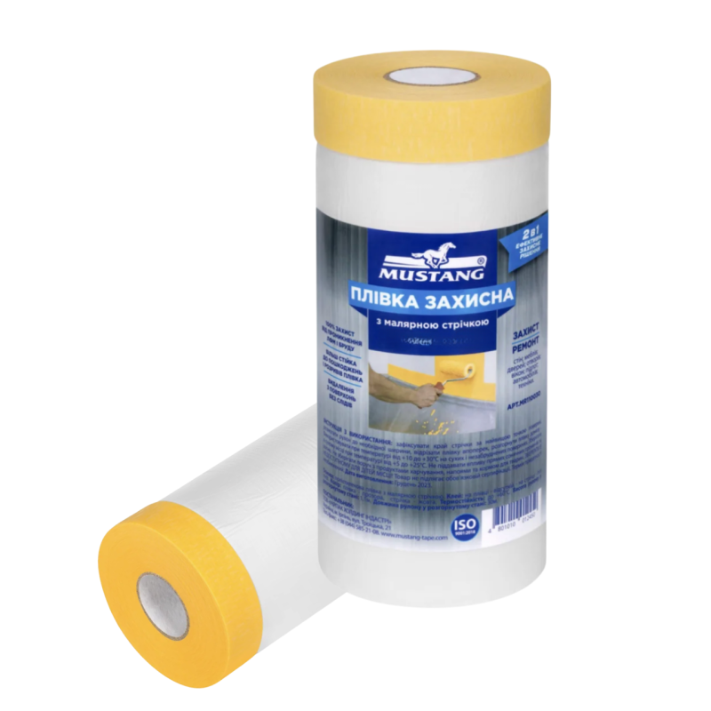 Захисна плівка Mustang MASKING ROLLER із малярною стрічкою 30м*550мм (МR55030) Захисна плівка Mustang MASKING ROLLER із малярною стрічкою 30м*550мм (МR55030)
