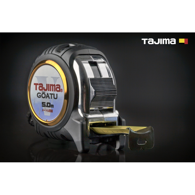 Рулетка будівельна 5м х 25мм TAJIMA (Японія) GOATU G LOCK ударостійка посилена стрічка