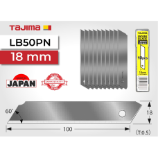 Леза для канцелярского ножа 18 мм безсегментні TAJIMA (Японія) LB50PN ультра гострі 10 шт (1102-0678)