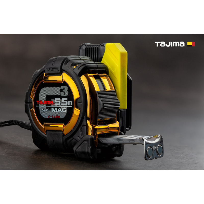 Рулетка будівельна 5,5м х 27мм TAJIMA G3 LOCK ударостійка магнітна з тримачем на ремінь