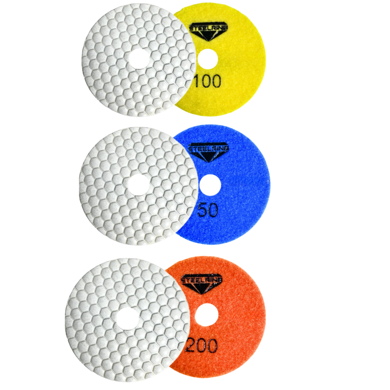Комплект алмазних шліфувальних дисків STEELRING 100 мм №50, 100, 200 (DUDPKOM)