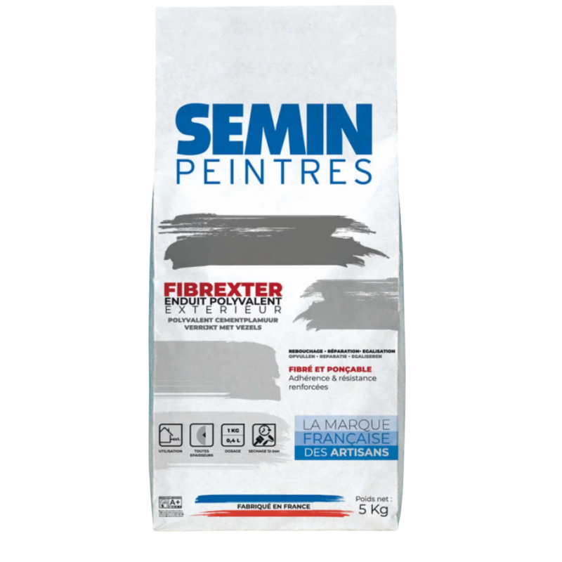 Біла цементна шпаклівка з фіброволокнами Semin PEINTERS FIBREXTER, 5 кг (110756)