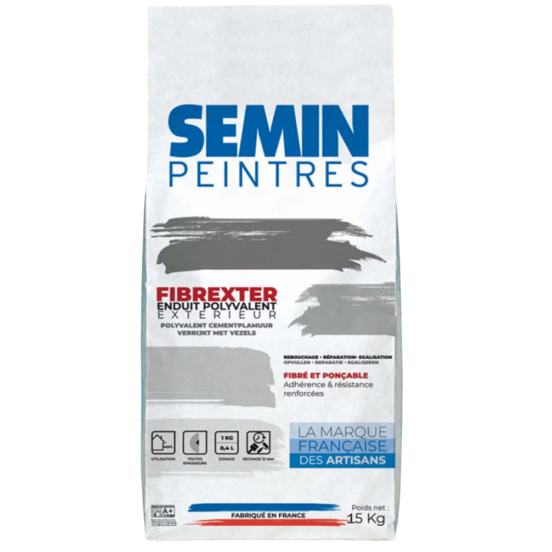 Біла цементна шпаклівка з фіброволокнами Semin PEINTERS FIBREXTER, 15 кг (110755)