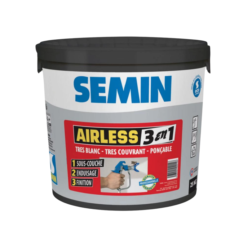 Шпаклівка-фарба безповітряного нанесення SEMIN AIRLESS 3 EN 1, 25 кг (94431)